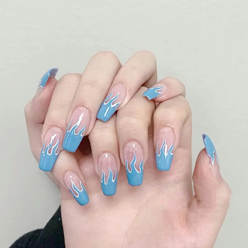 Charming Pink Flame Long Ballet Press-On Nails