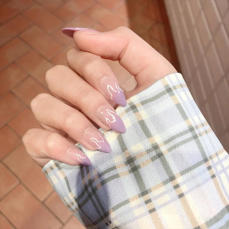 Charming Pink Flame Long Ballet Press-On Nails