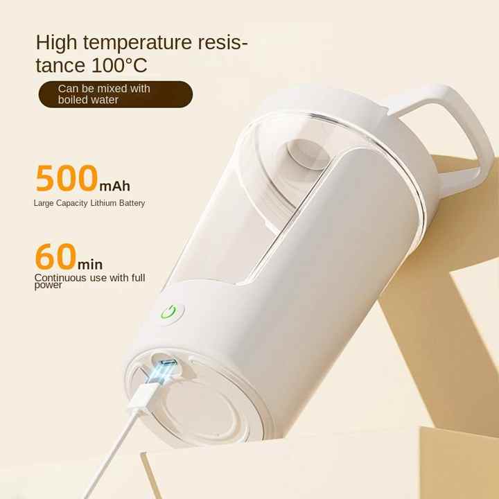 NNEDSZ Black USB Rechargeable Automatic Stirring Cup - Leak-Proof, Temperature Resistant, and Shockproof Electric Coffee and Protein Mixer