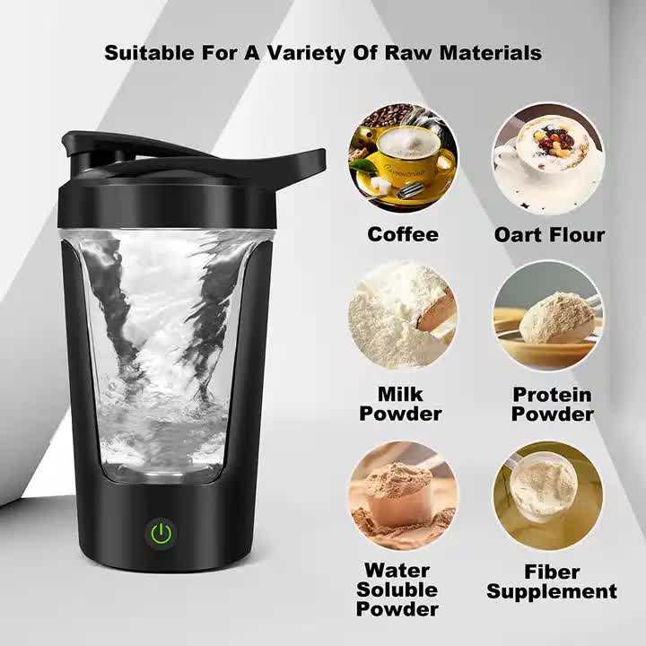 NNEDSZ Black USB Rechargeable Automatic Stirring Cup - Leak-Proof, Temperature Resistant, and Shockproof Electric Coffee and Protein Mixer